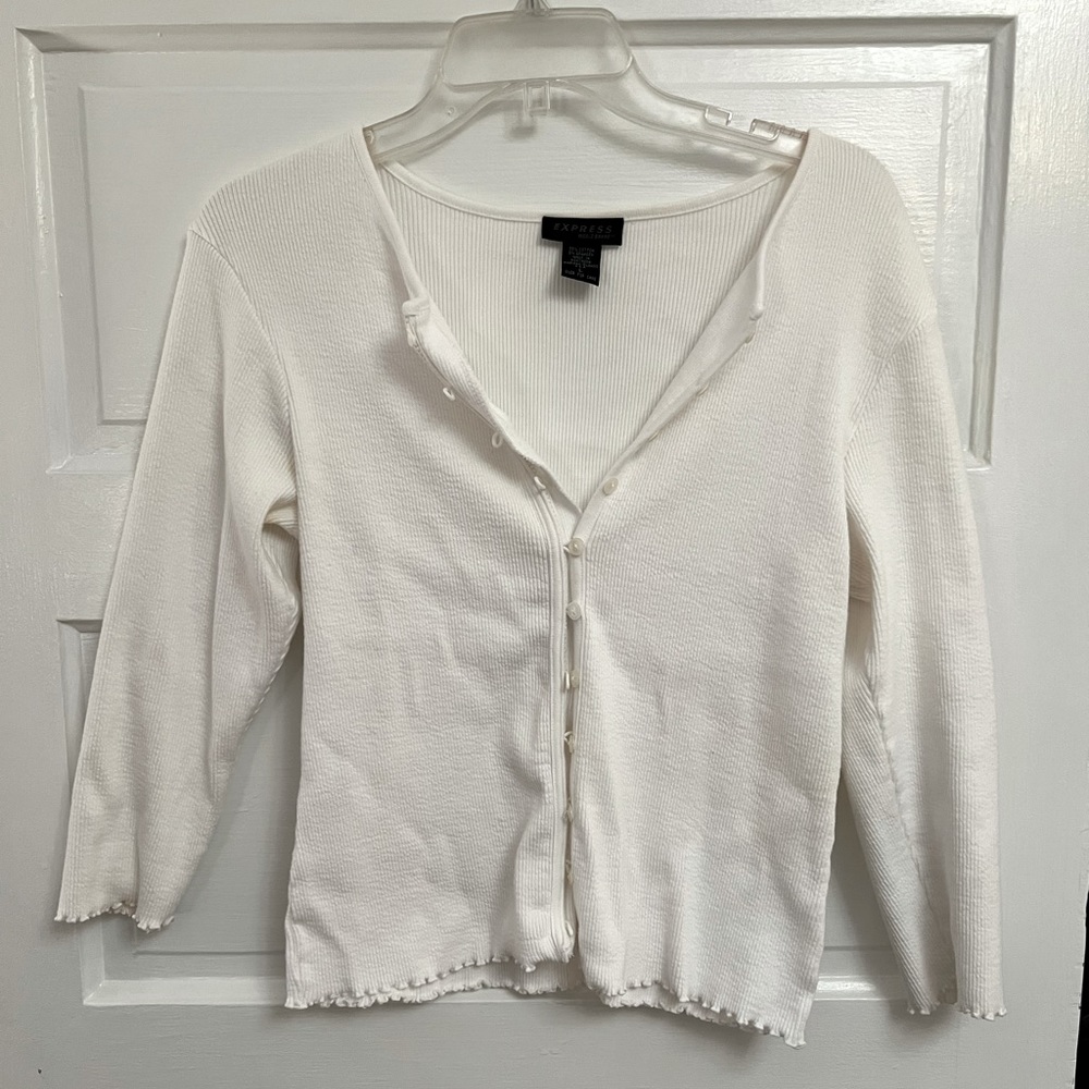 3/4 sleeve, ribbed, button front Cardigan